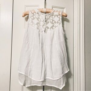 JohnPaulRichard White Floral Lace Sleeveless Top